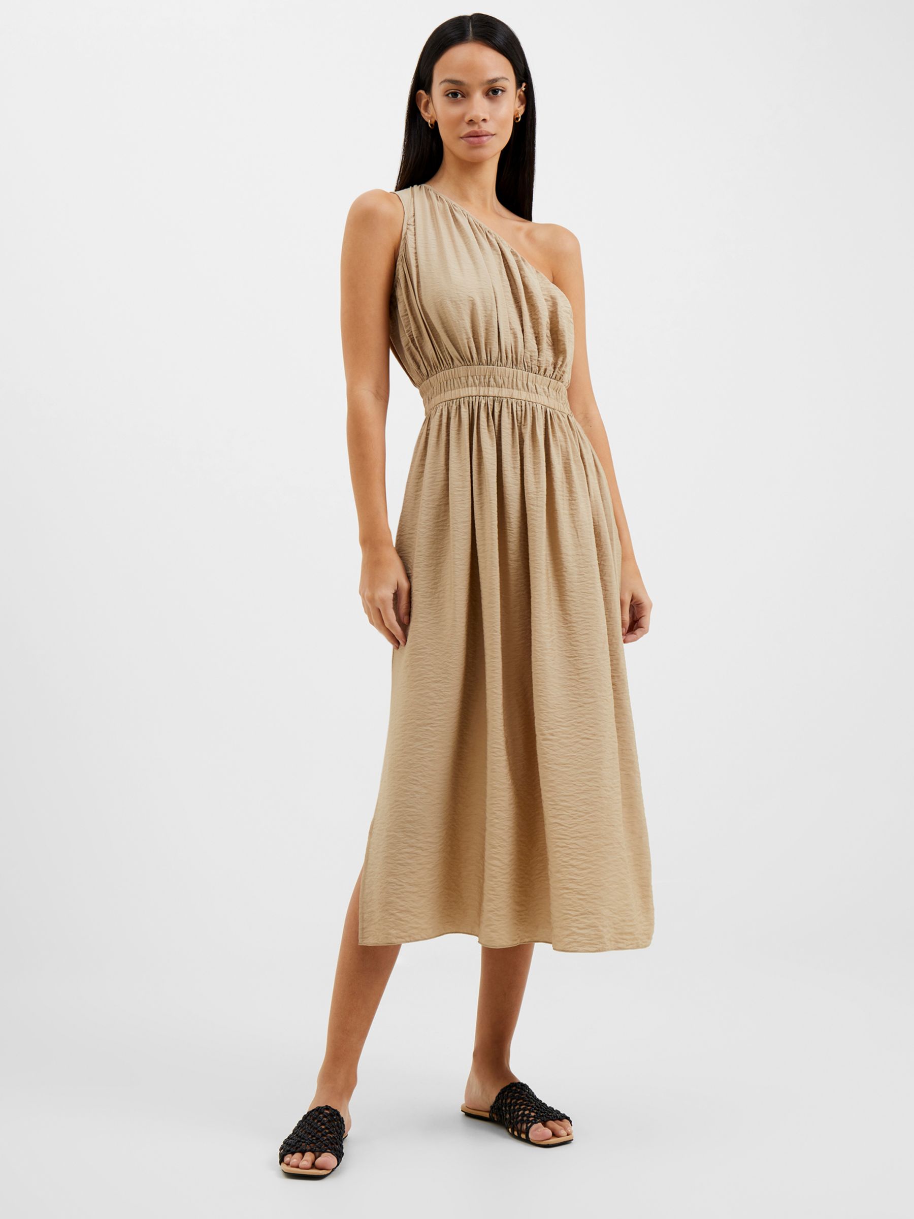 French Connection Faron Midi One Shoulder Dress, Incense