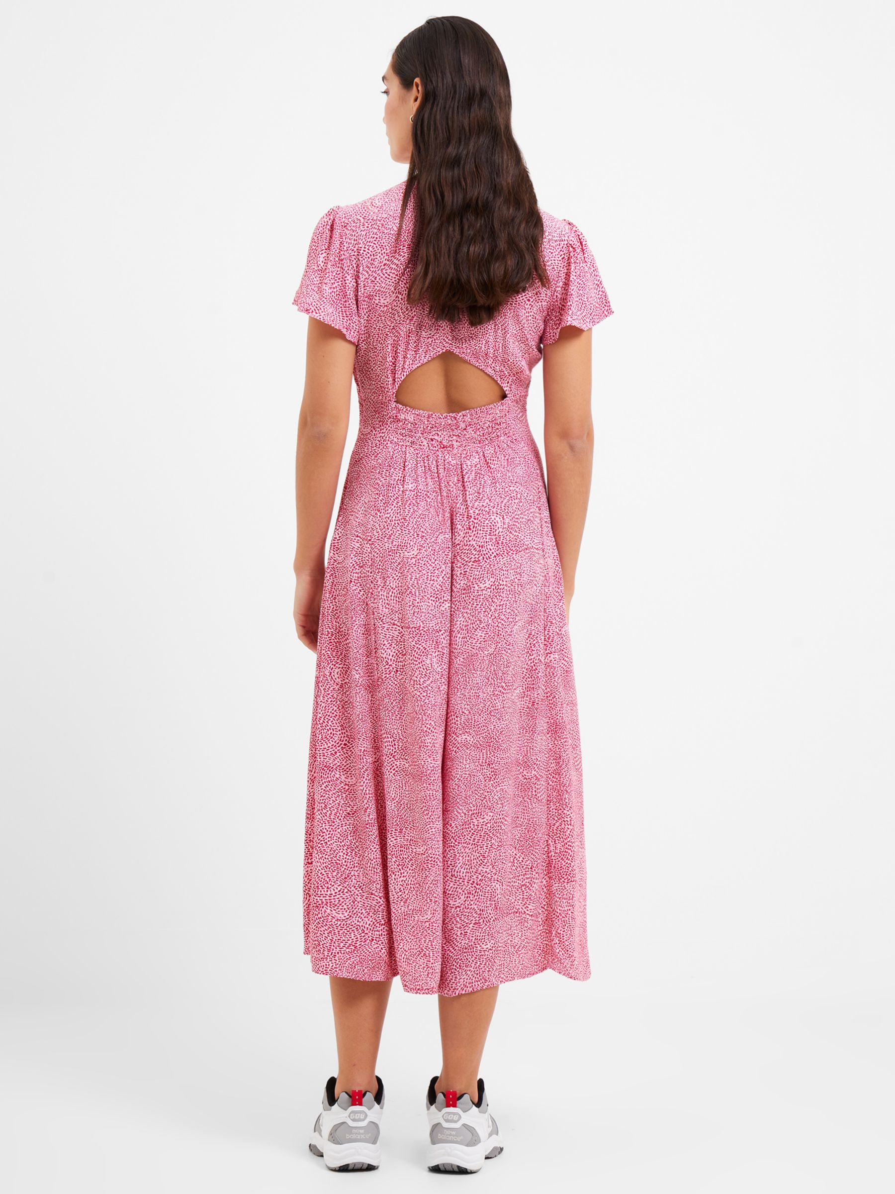 French Connection Bernice Delphine V-Neck Dress, Pink at John Lewis ...