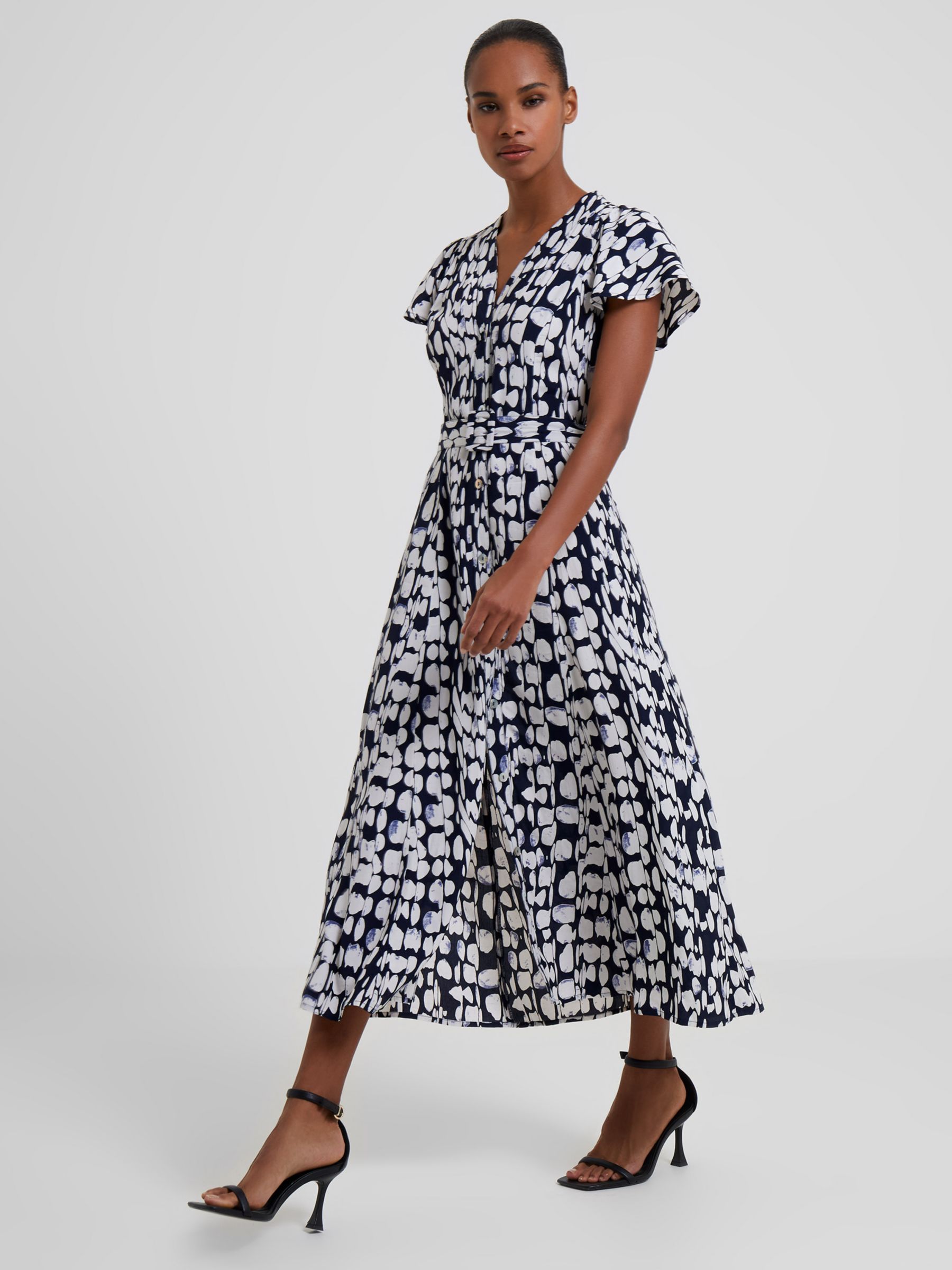 French Connection Islanna Crepe Midi Dress Marine White At John Lewis And Partners