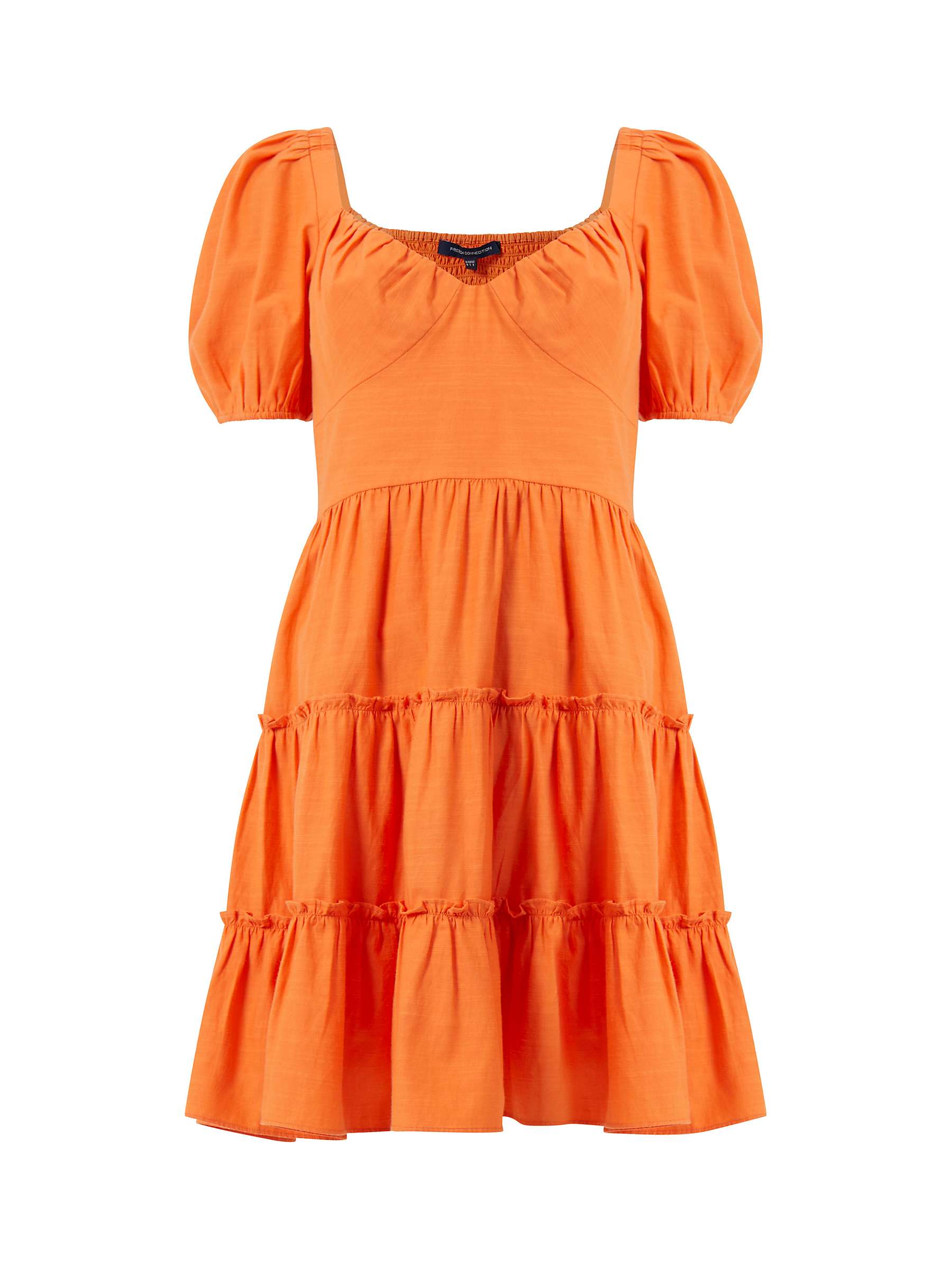 Buy French Connection Alania Puff Sleeve Dress, Mandarin Orange Online at johnlewis.com