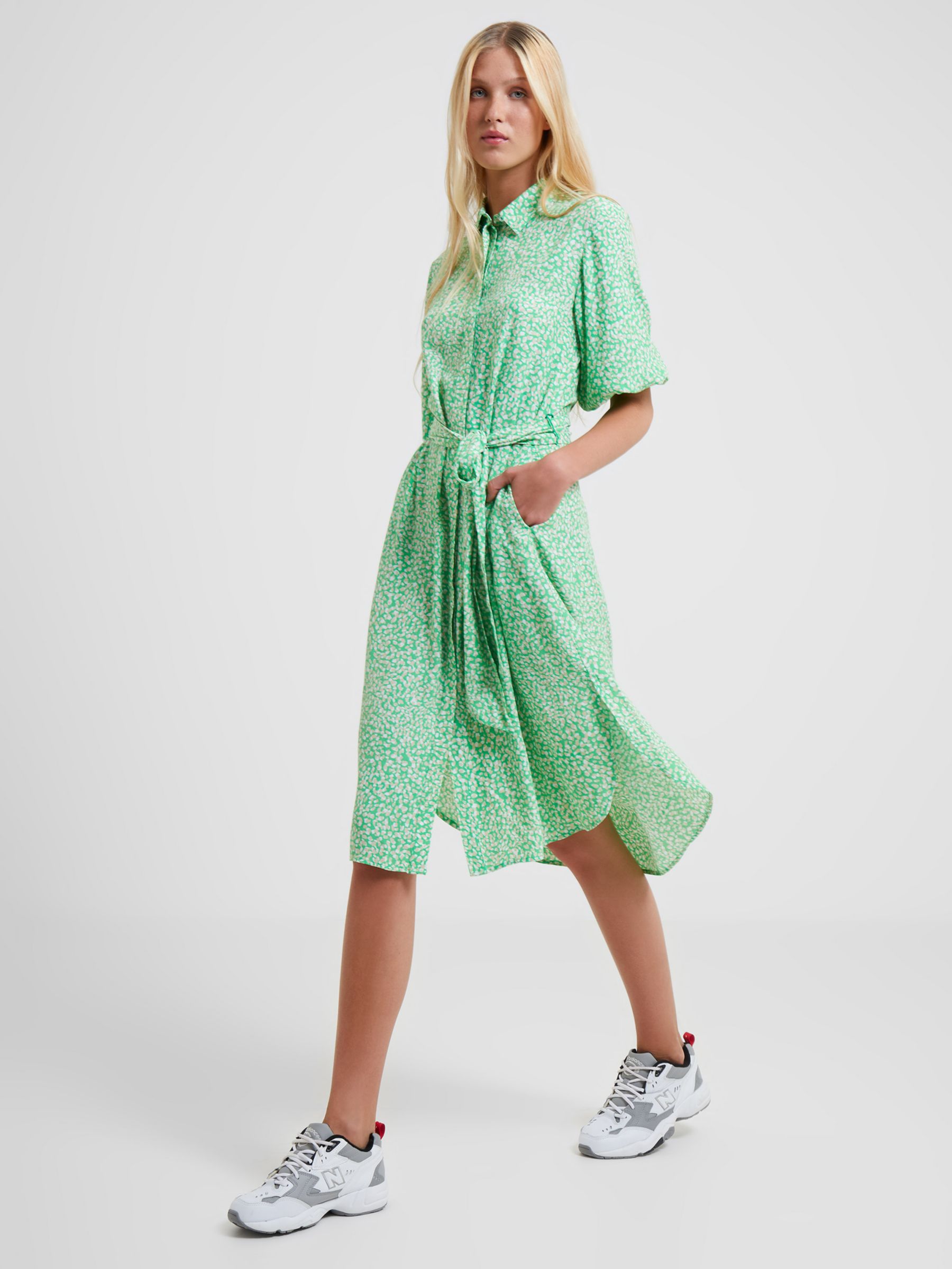French Connection Cadie Delph Drape Shirt Dress, Poise Green         