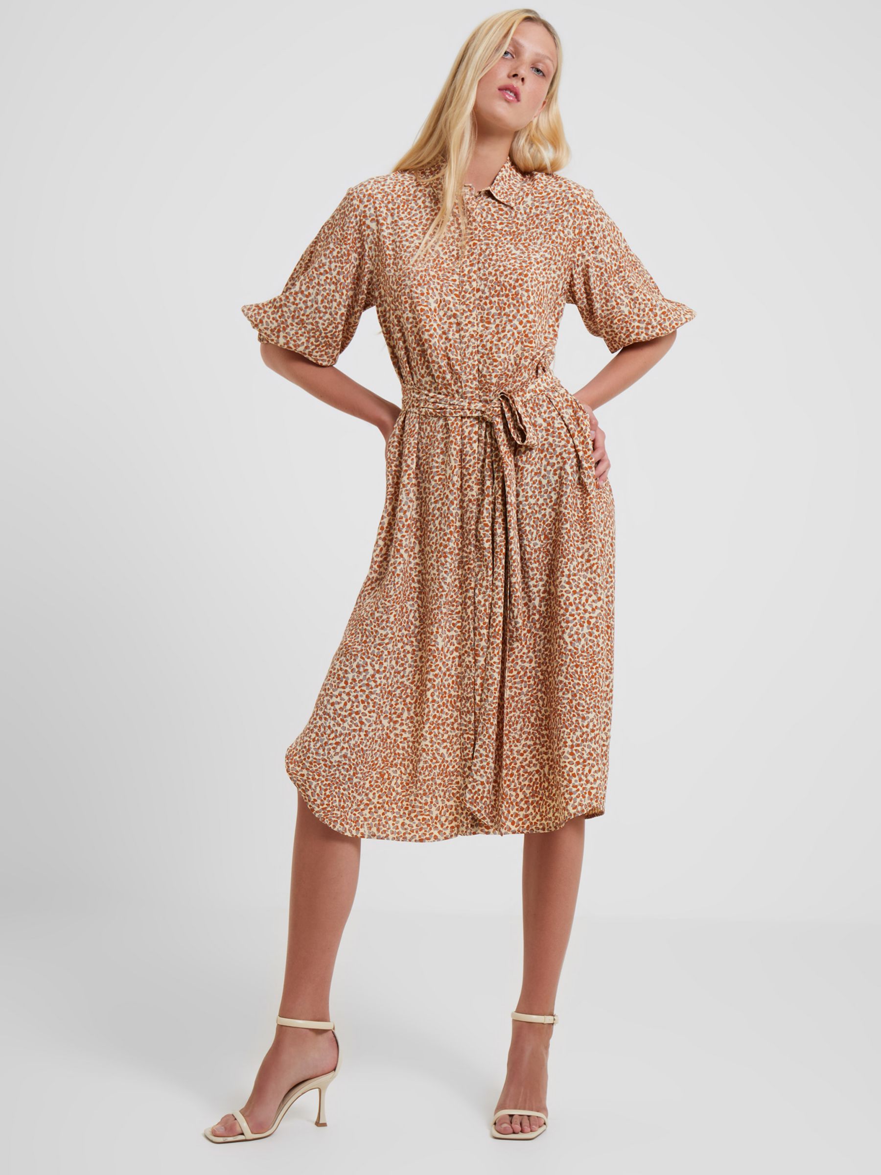 French Connection Cadie Delph Drape Shirt Dress, Shifting Sand, XL