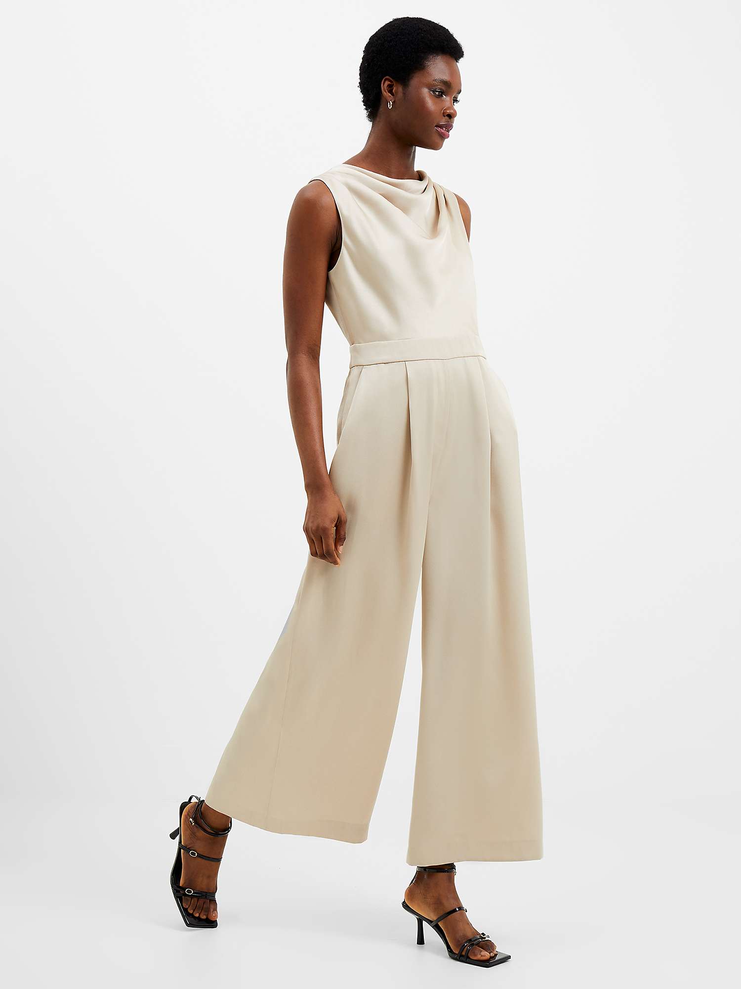 French Connection Harlow Satin Sleeveless Jumpsuit, Oyster Gray at John ...