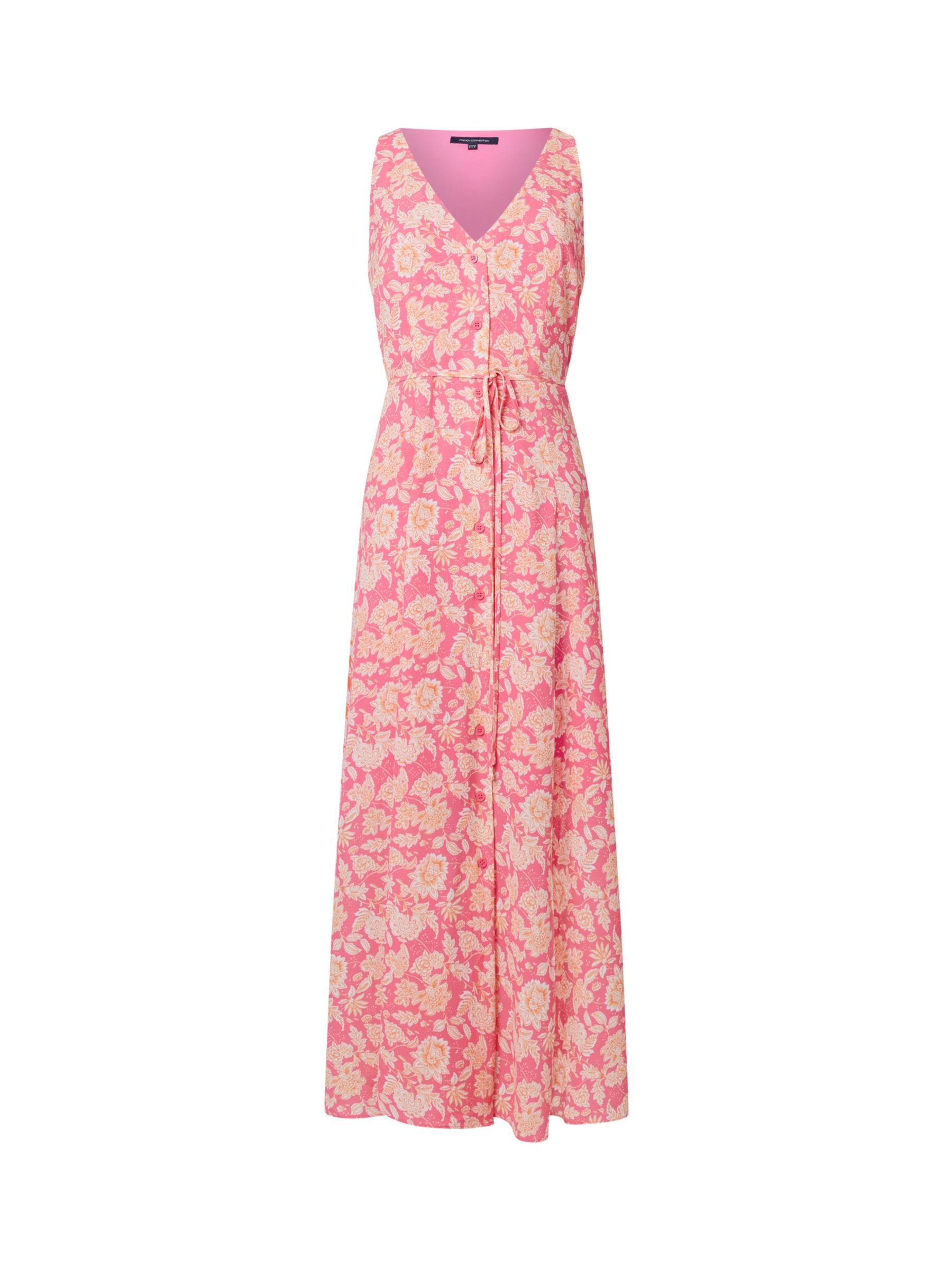 French Connection Cosette Floral Midi Dress, Pink/Multi, 14
