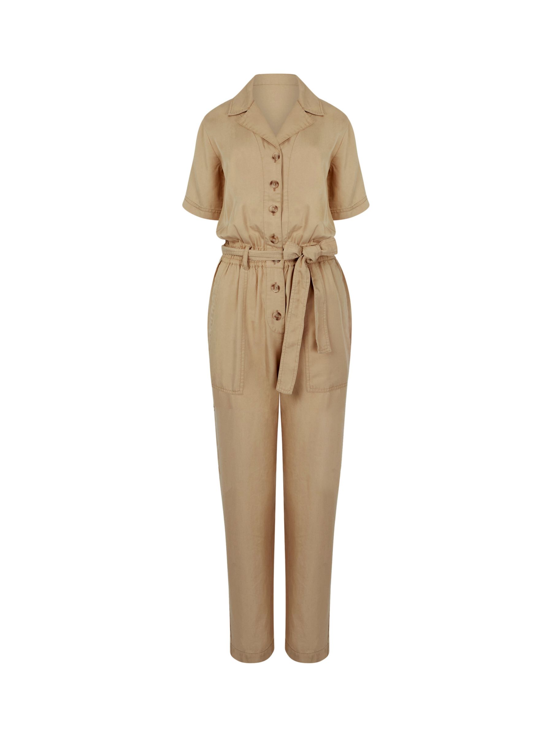 French Connection Elkie Twill Jumpsuit, Beige at John Lewis & Partners