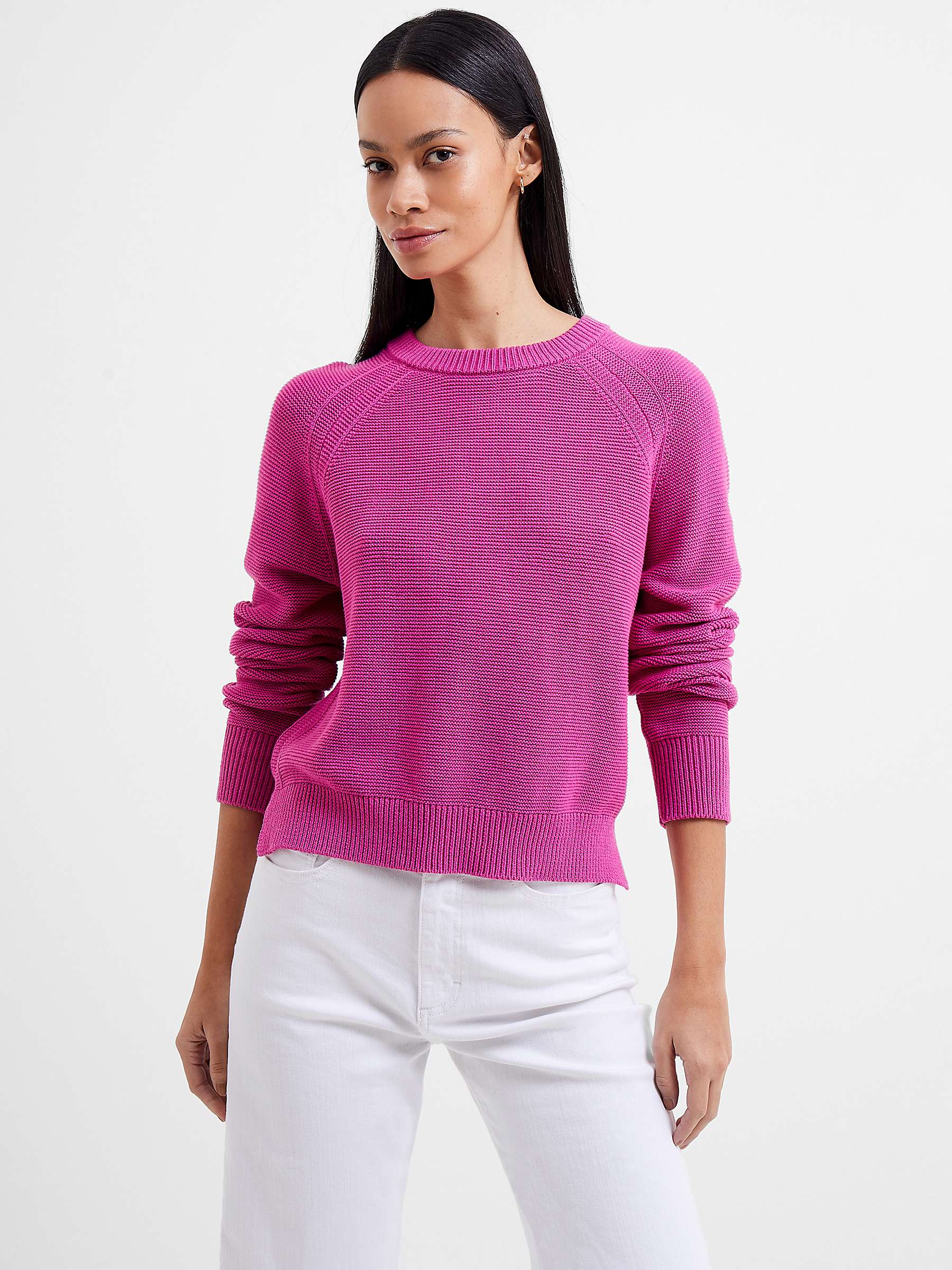 French Connection Lilly Mozart Crew Neck Jumper, Wild Rosa at John ...