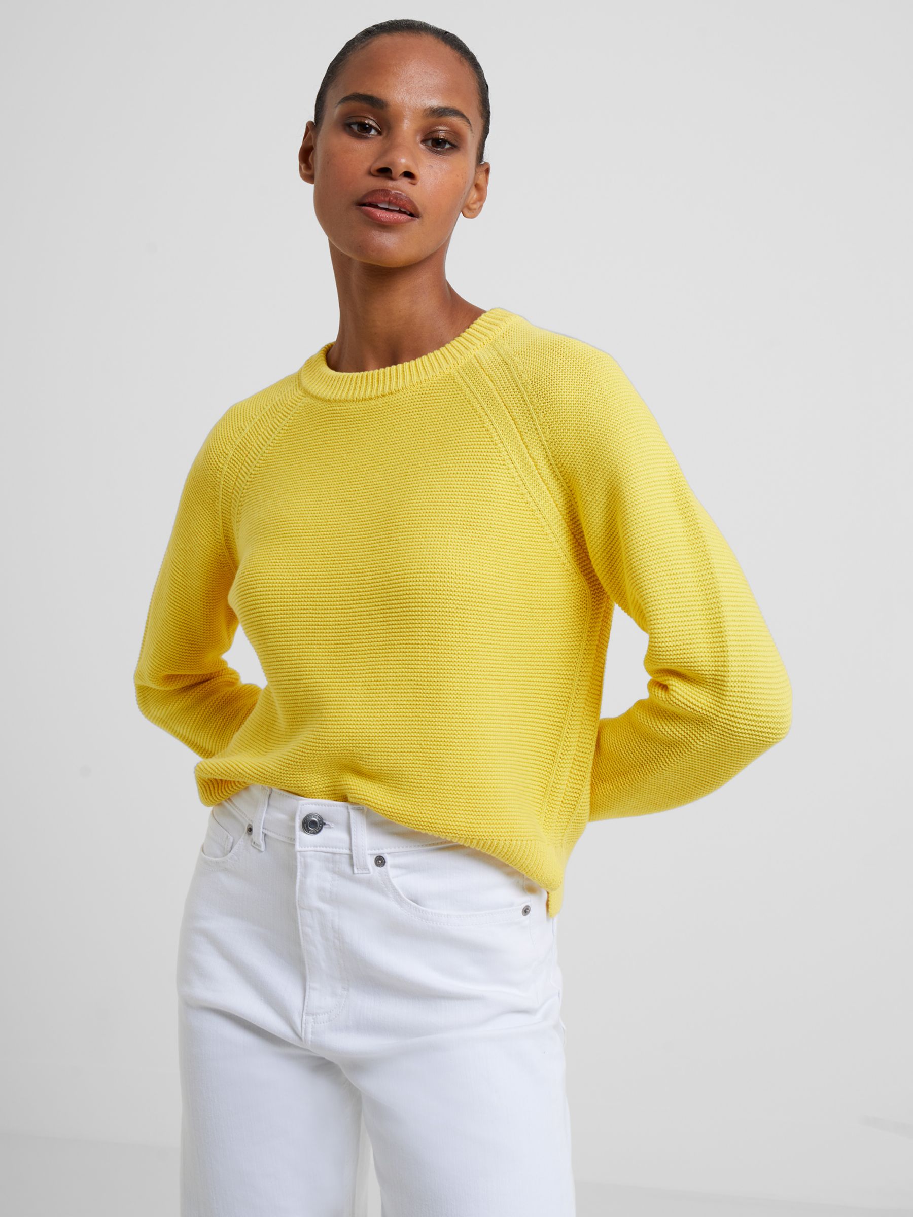 French Connection Lilly Mozart Crew Neck Jumper, Primrose Yellow at ...