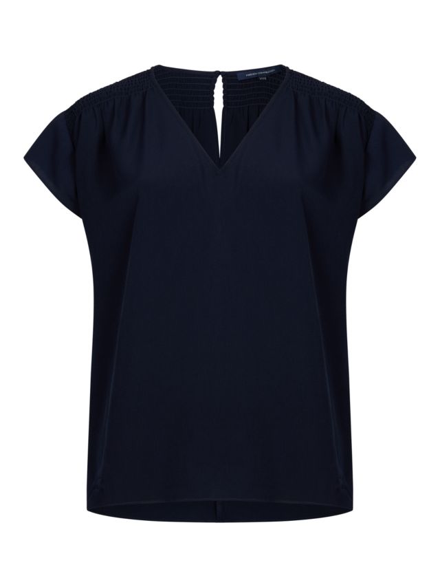 French Connection Crepe Light V-Neck Top , Marine, XS
