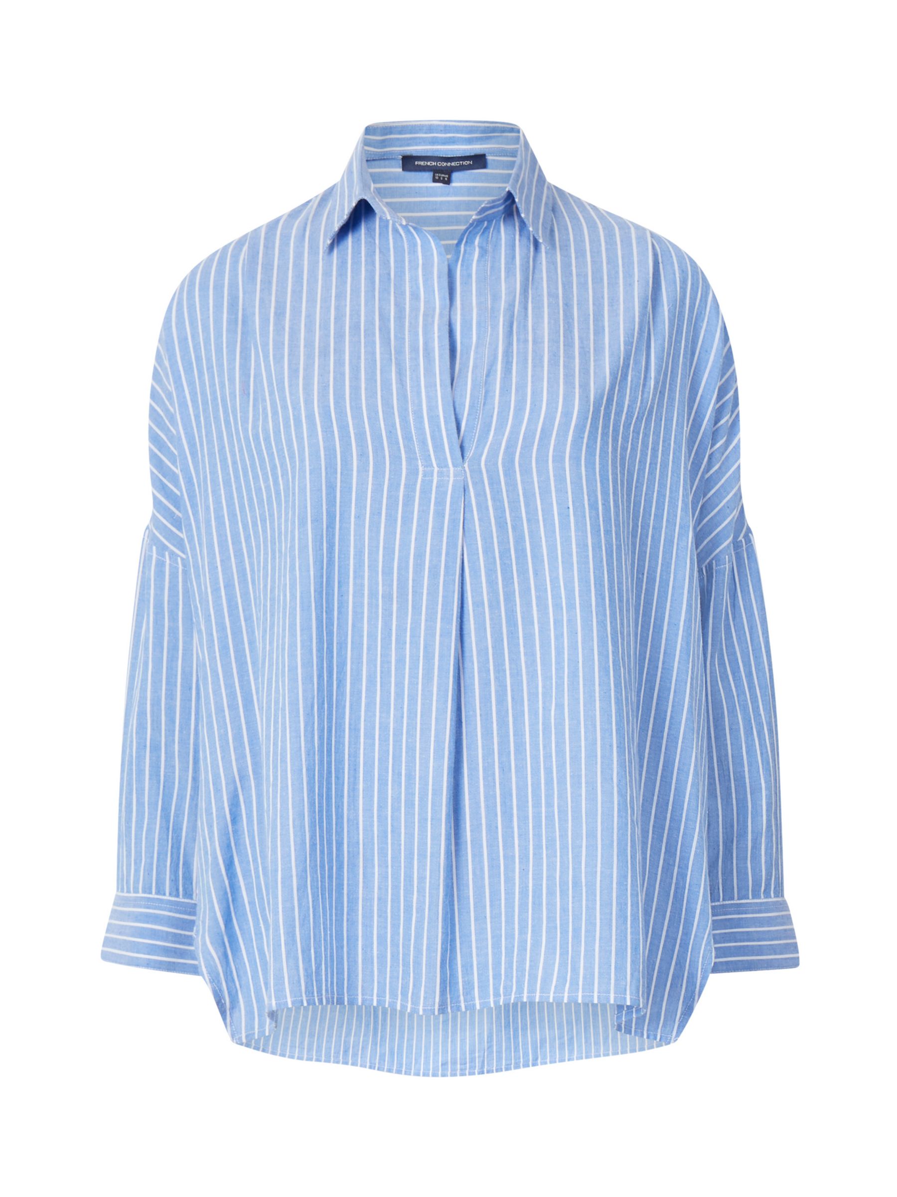 French Connection Rhodes Cotton Poplin Stripe Shirt, Blue/White at John ...