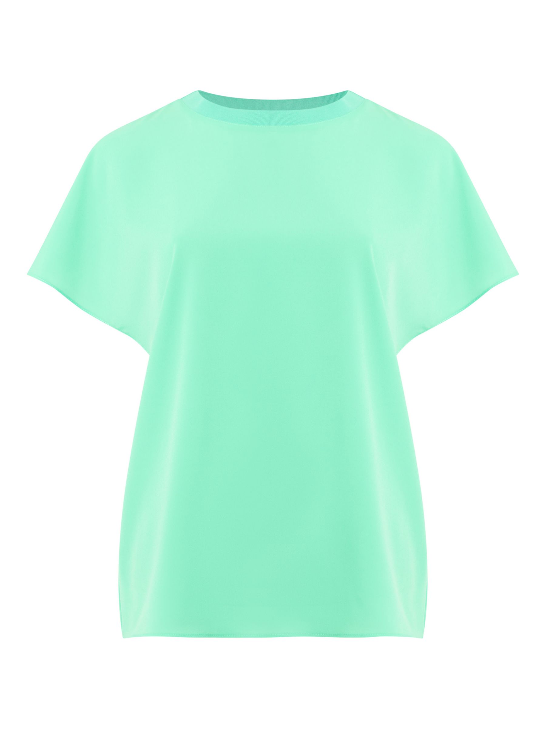 French Connection Crepe Light Crew Neck Top, Poise Green at John Lewis ...