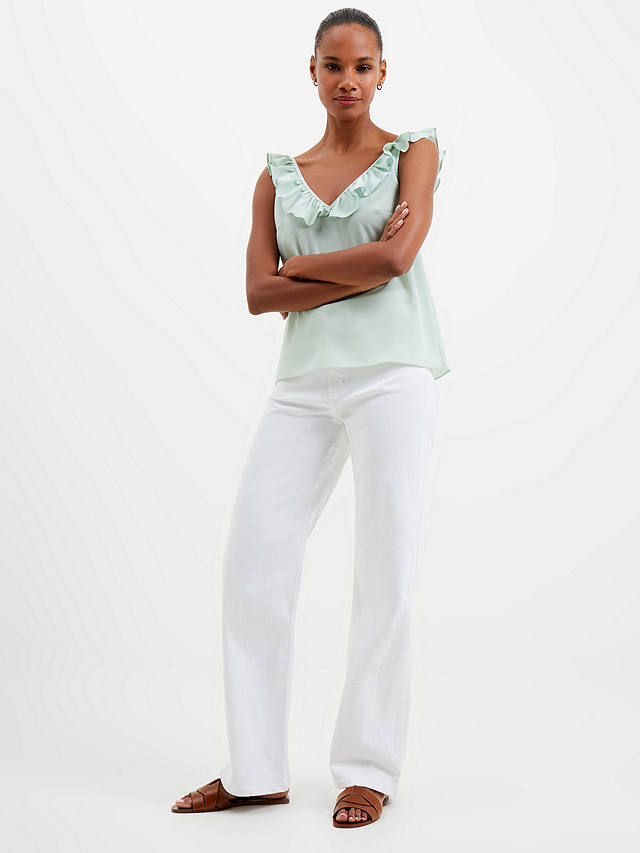 French Connection Recycled Crepe Light Ruffle Cami, Aqua Foam           