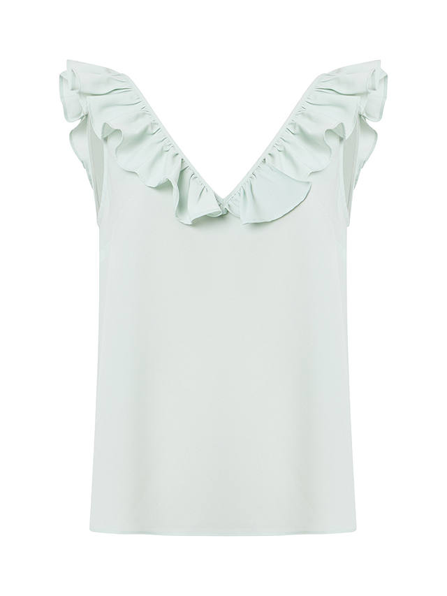 French Connection Recycled Crepe Light Ruffle Cami, Aqua Foam           