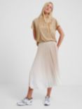 French Connection Ombre Pleat Midi Skirt, Sand/White