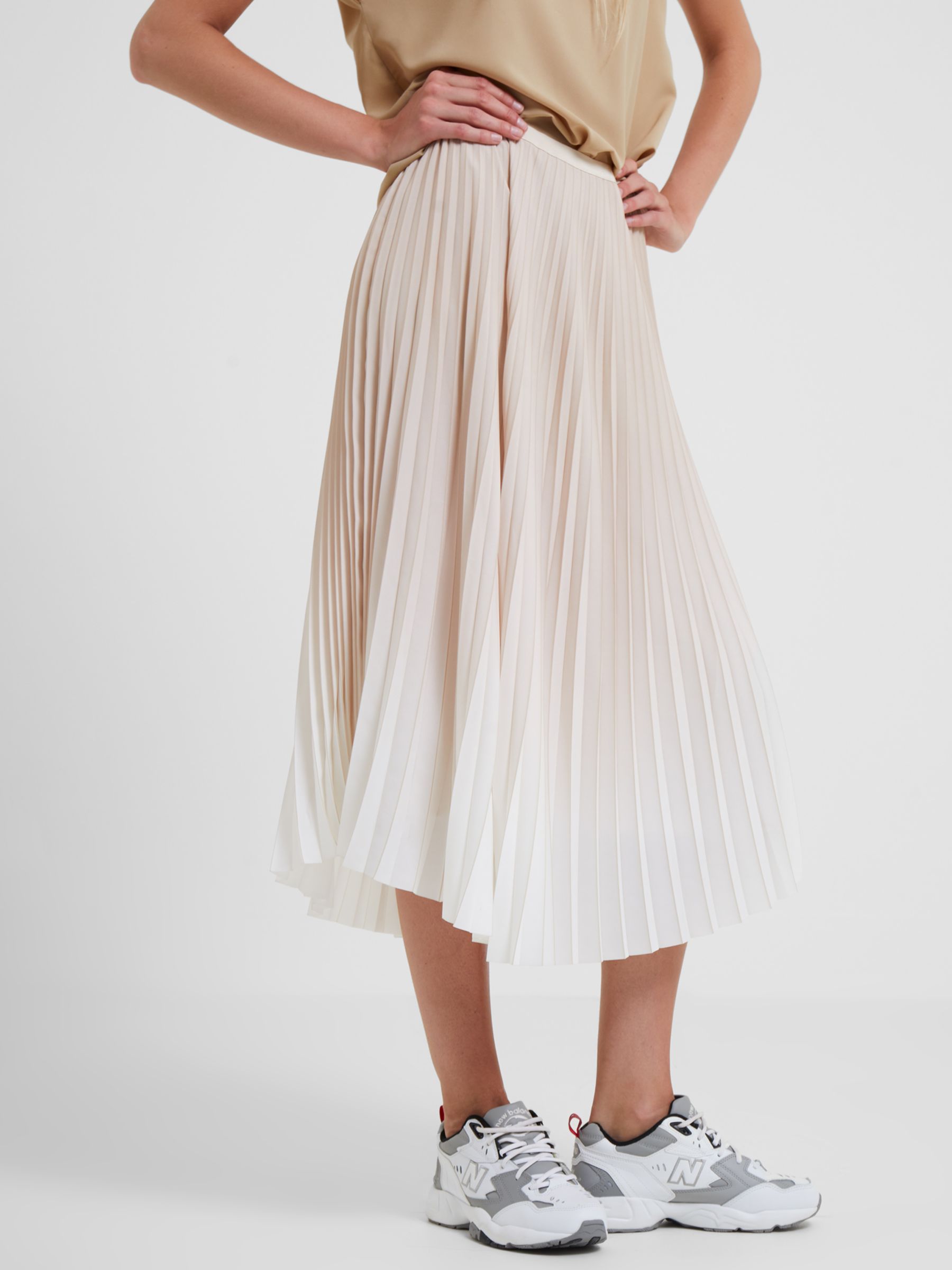 French Connection Ombre Pleat Midi Skirt, Sand/White at John Lewis ...