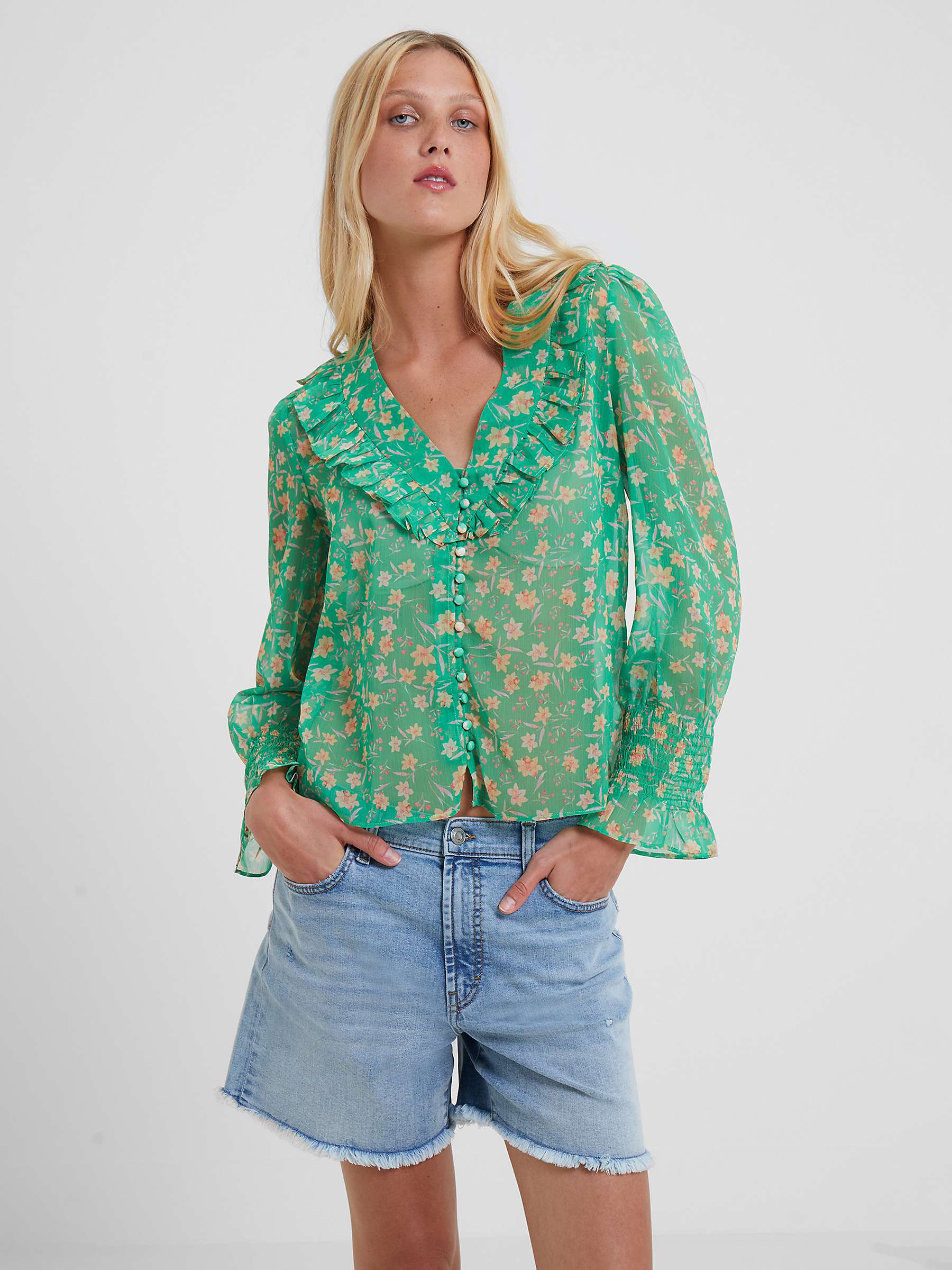 French Connection Camille Blouse, Poise Green at John Lewis & Partners