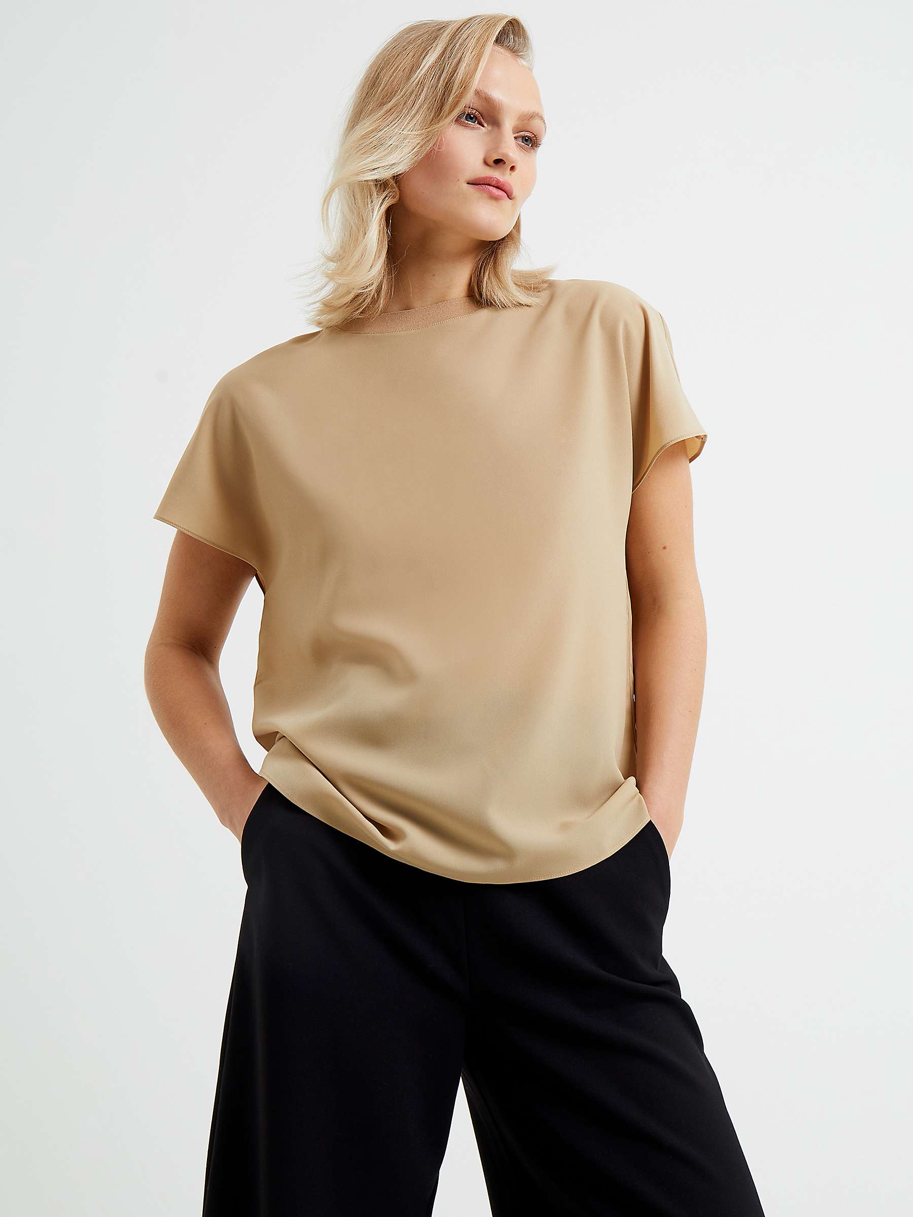Buy French Connection Crepe Light Crew Neck Top Online at johnlewis.com