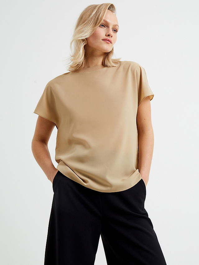 French Connection Crepe Light Crew Neck Top, Incense             