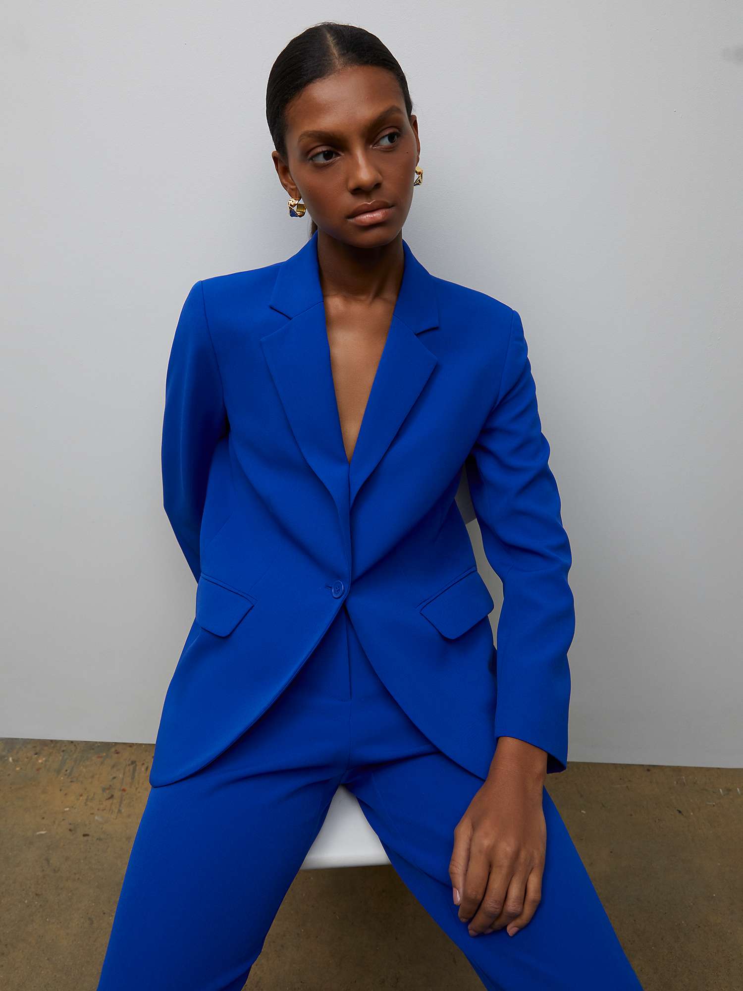 Finery Harper Tailored Trousers, Cobalt at John Lewis & Partners