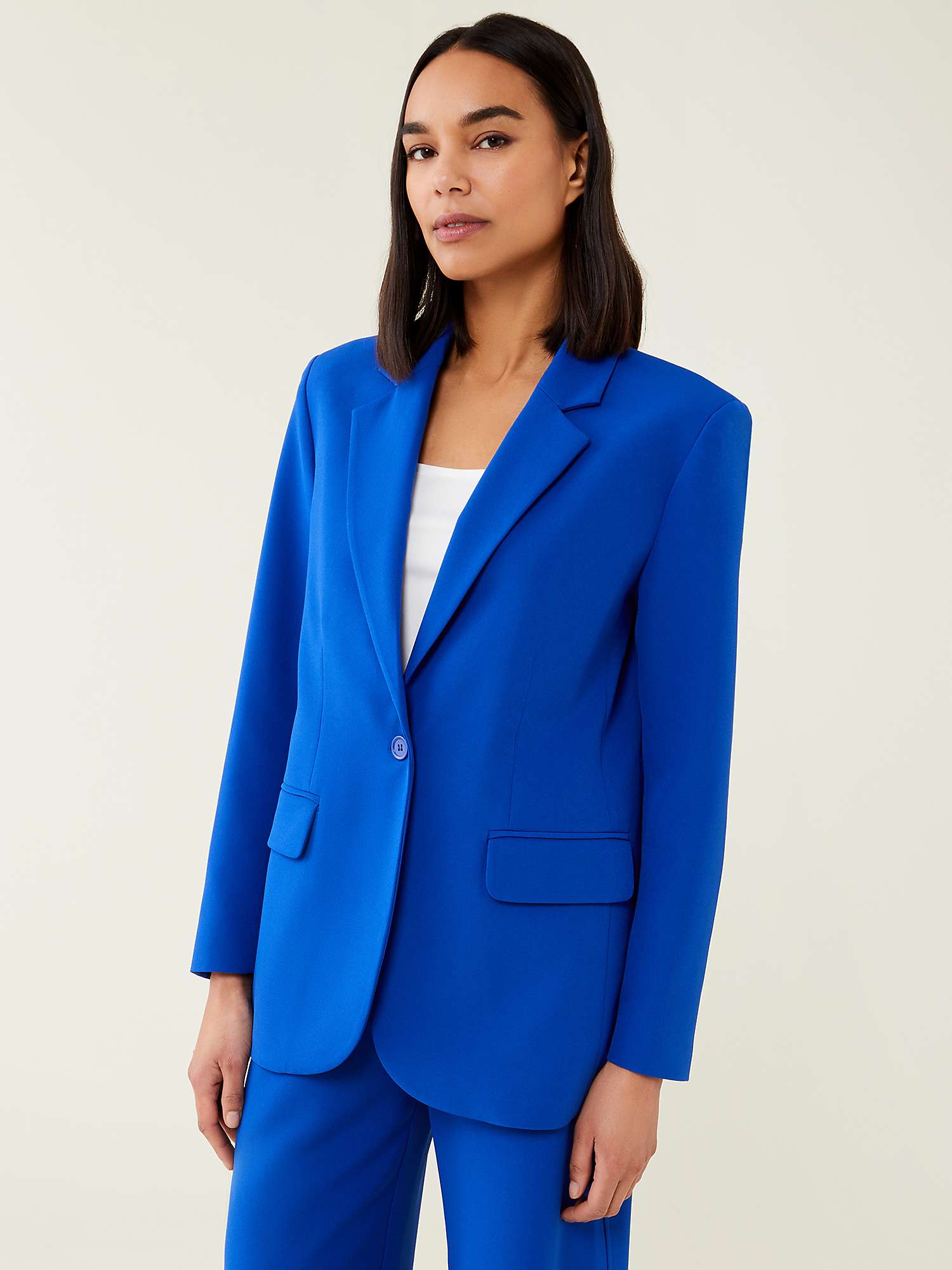 Finery Kaiya Single Breasted Jacket, Cobalt Blue at John Lewis & Partners