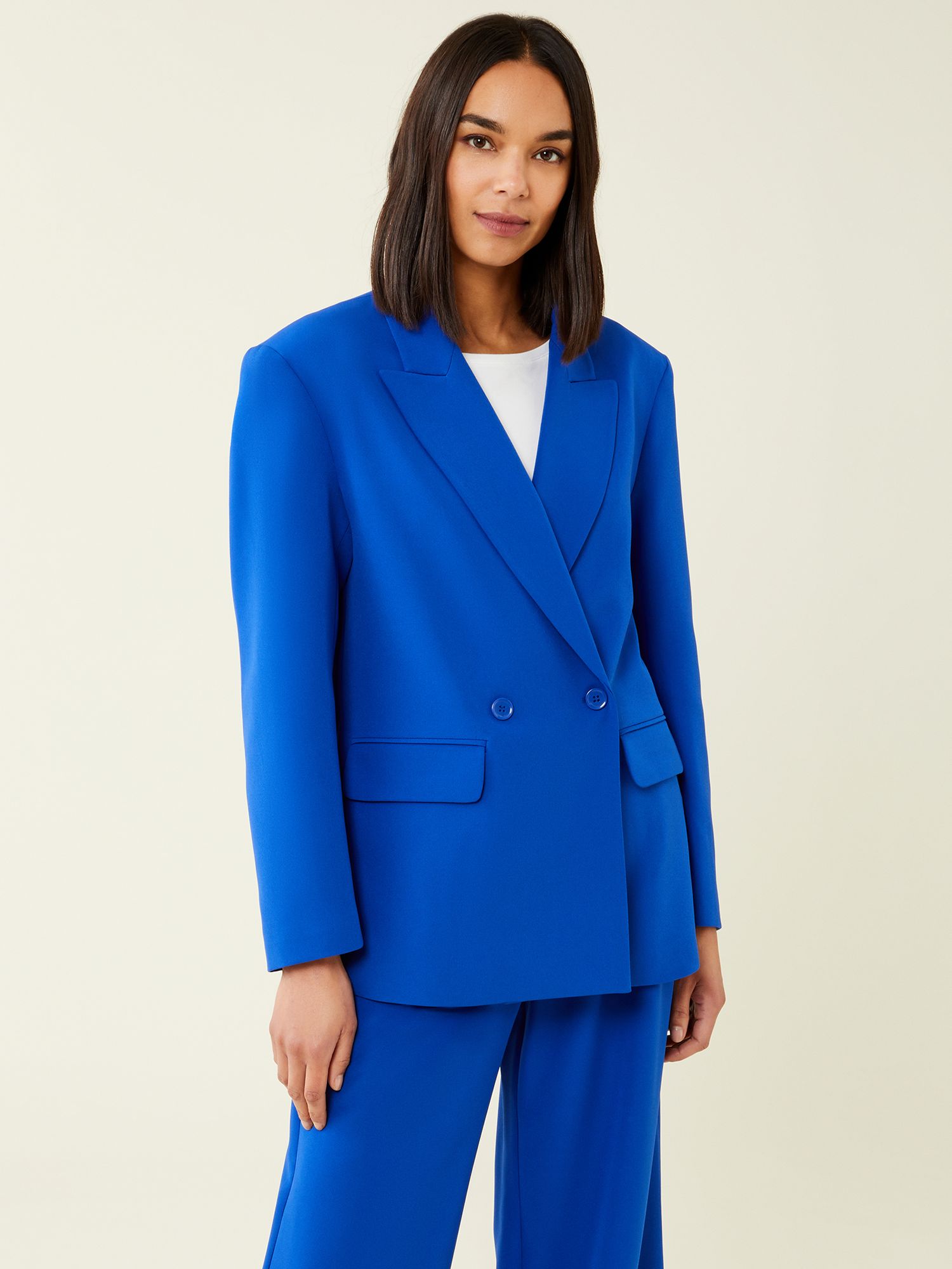 Finery Maeve Double Breasted Blazer, Cobalt Blue at John Lewis & Partners