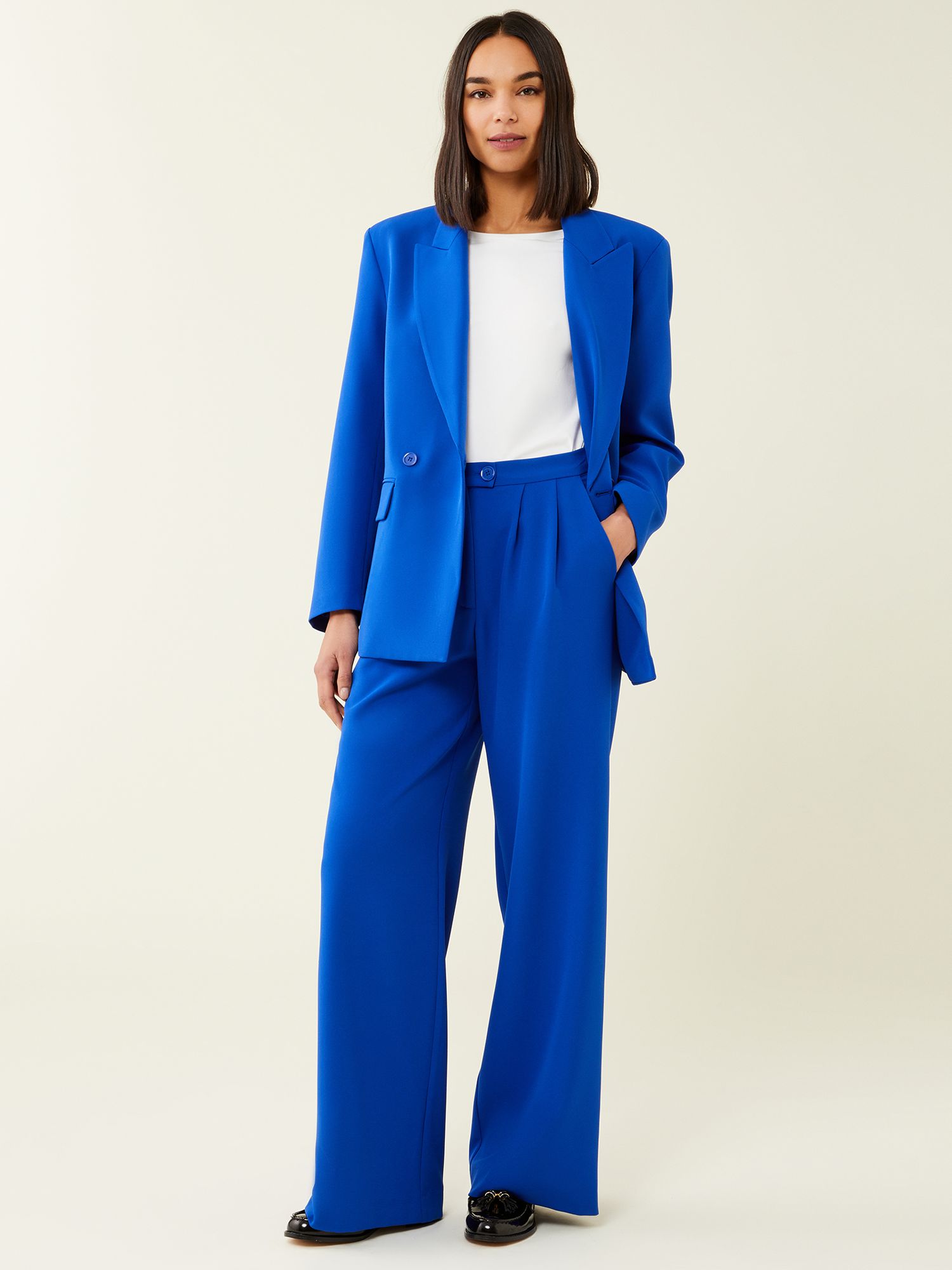 Finery Maeve Double Breasted Blazer, Cobalt Blue at John Lewis & Partners
