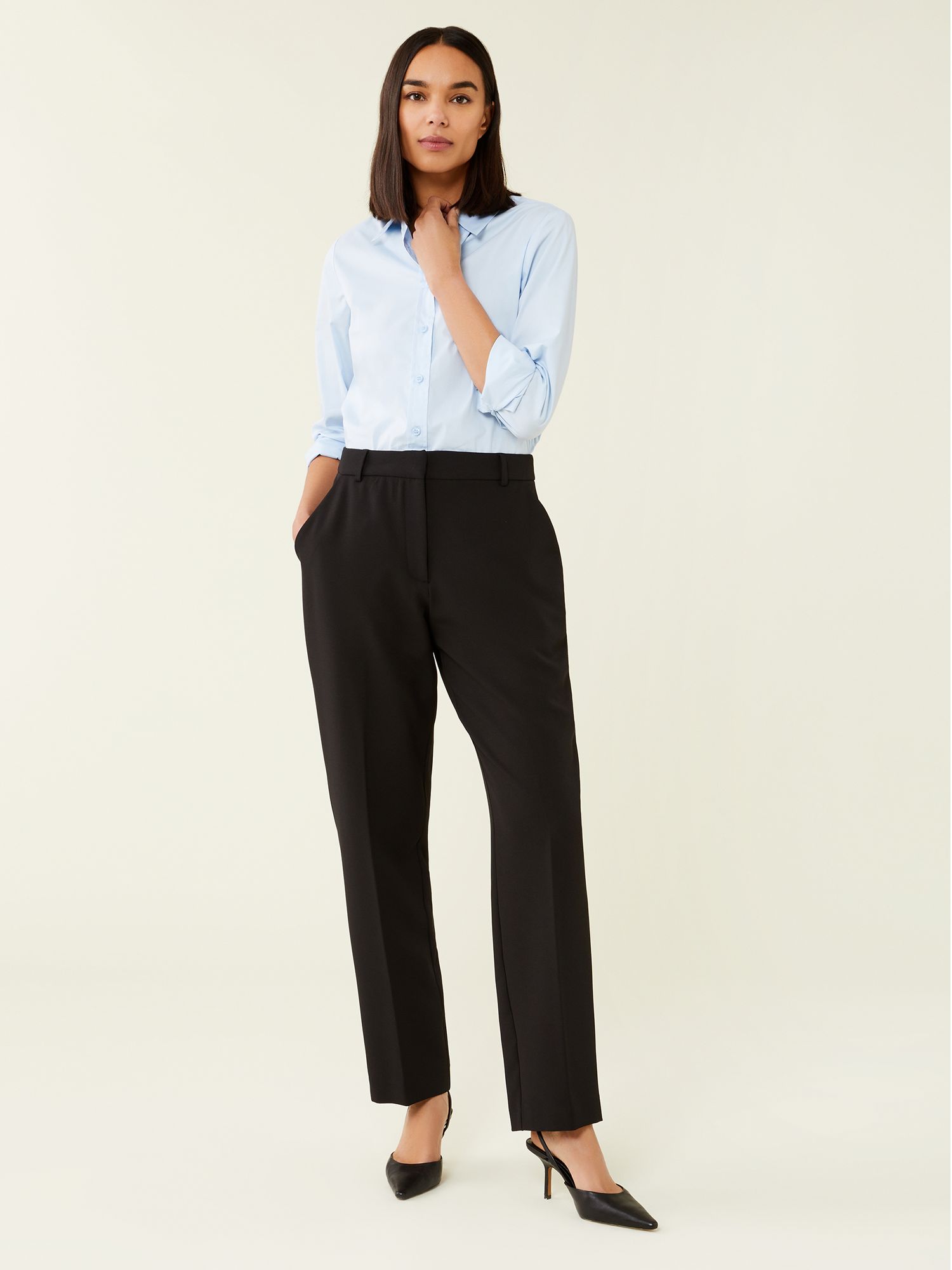 Finery Harper Tailored Trousers, Black at John Lewis & Partners