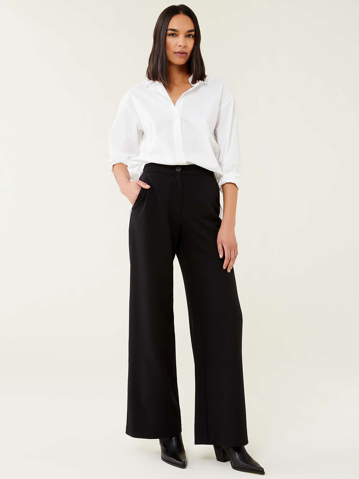 Finery Kaden Tailored Trousers, Black at John Lewis & Partners