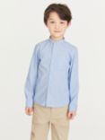 Ted Baker Kids' Aleron Grandad Collar Long Sleeve Dobby Shirt, Blue