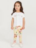Ted Baker Baby Hape Floral Leggings & Pleated Top Set, Yellow/White