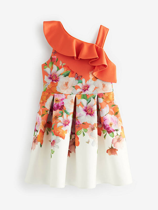 Ted Baker Kids' Shoulder Scuba Floral Dress, Orange/White at John Lewis ...