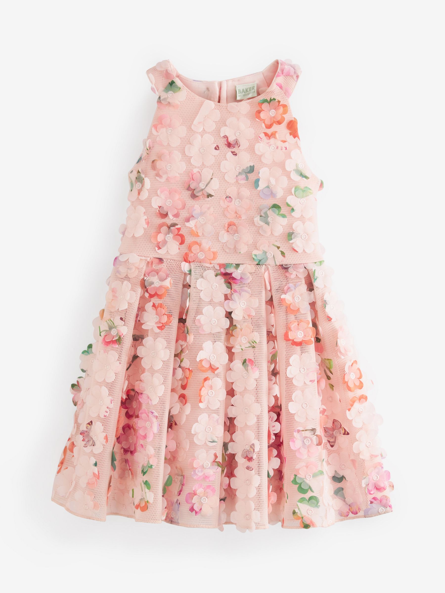 Ted Baker Kids' 3D Floral Scuba Party Dress, Pink/Multi at John Lewis ...
