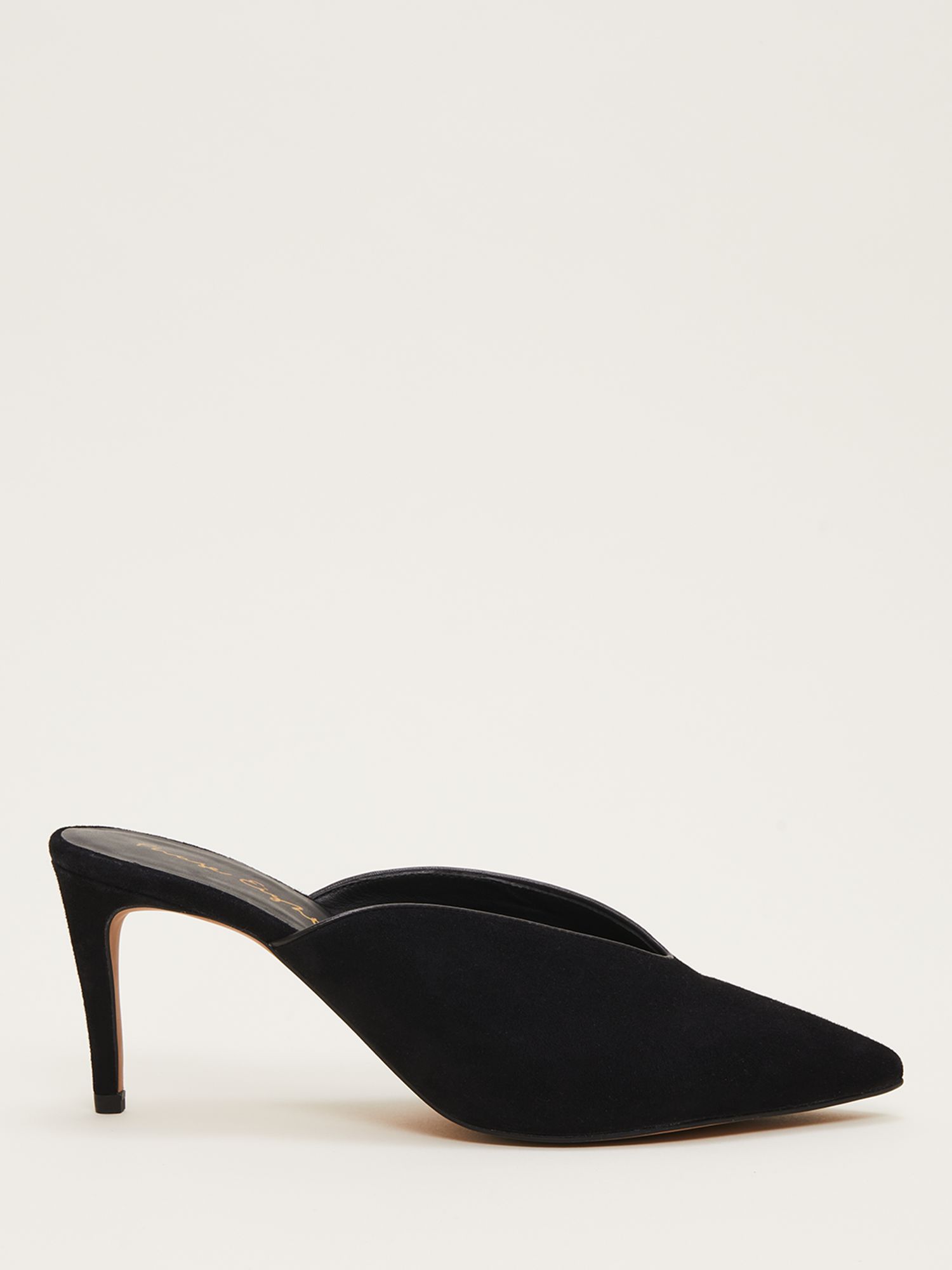 Phase Eight V Front High Heel Suede Shoes, Black at John Lewis & Partners