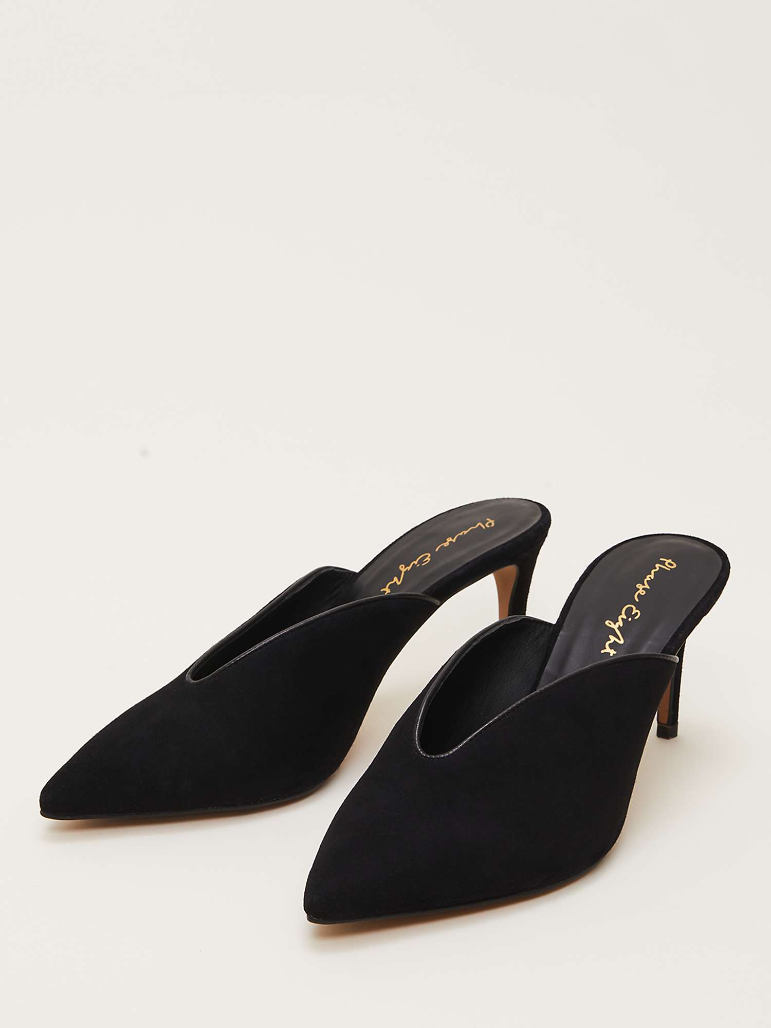 Phase Eight V Front High Heel Suede Shoes, Black at John Lewis & Partners