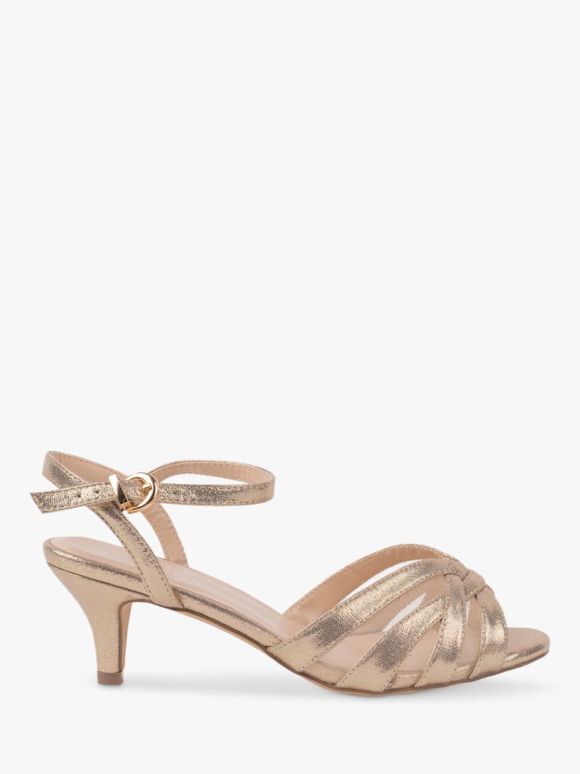 Paradox London Theresa Wide Fit Shimmer Kitten Heeled Sandals ...