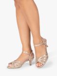 Paradox London Theresa Wide Fit Shimmer Kitten Heeled Sandals, Champagne