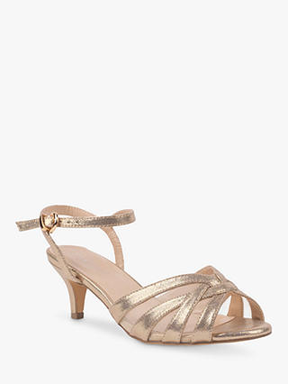 Paradox London Theresa Wide Fit Shimmer Kitten Heeled Sandals, Champagne