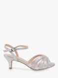 Paradox London Theresa Wide Fit Shimmer Kitten Heeled Sandals, Silver