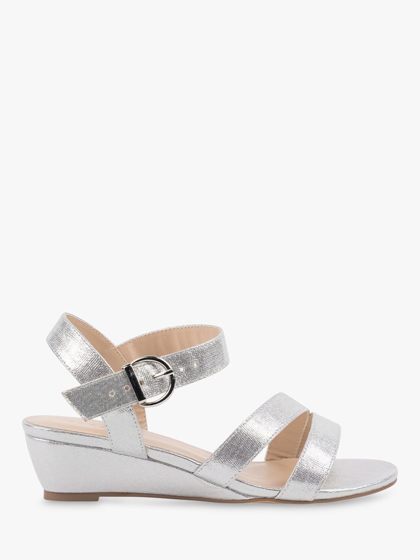 Paradox London Janet Wide Fit Wedge Sandals, Silver, 7W