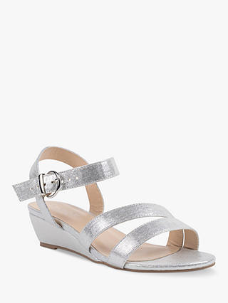 Paradox London Janet Wide Fit Wedge Sandals, Silver at John Lewis ...