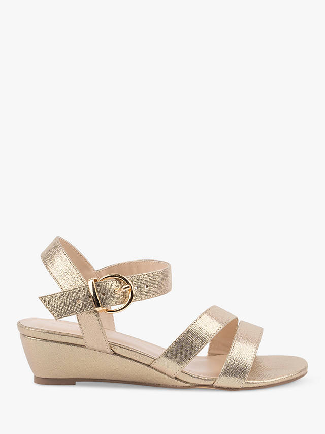 Paradox London Janet Wide Fit Wedge Sandals, Champagne at John Lewis ...