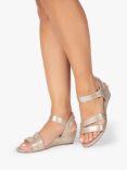 Paradox London Janet Wide Fit Wedge Sandals, Champagne
