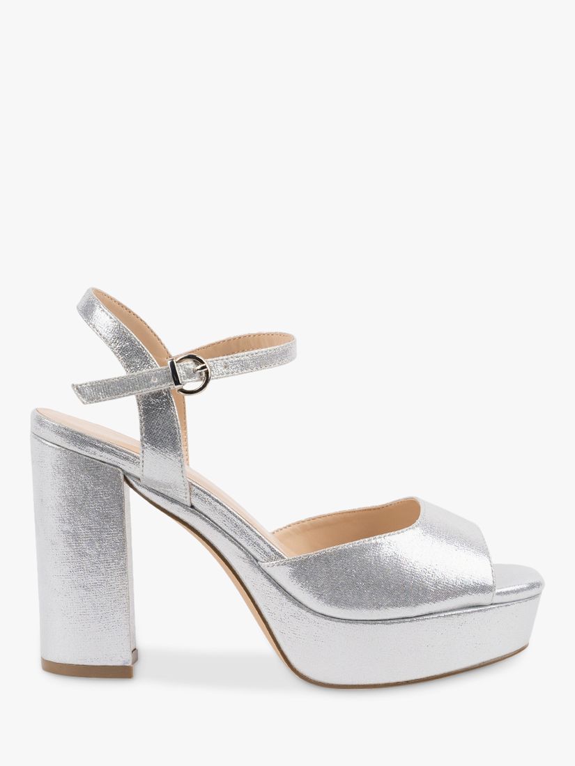 Paradox London Lolita Shimmer Platform Sandals, Silver at John Lewis ...