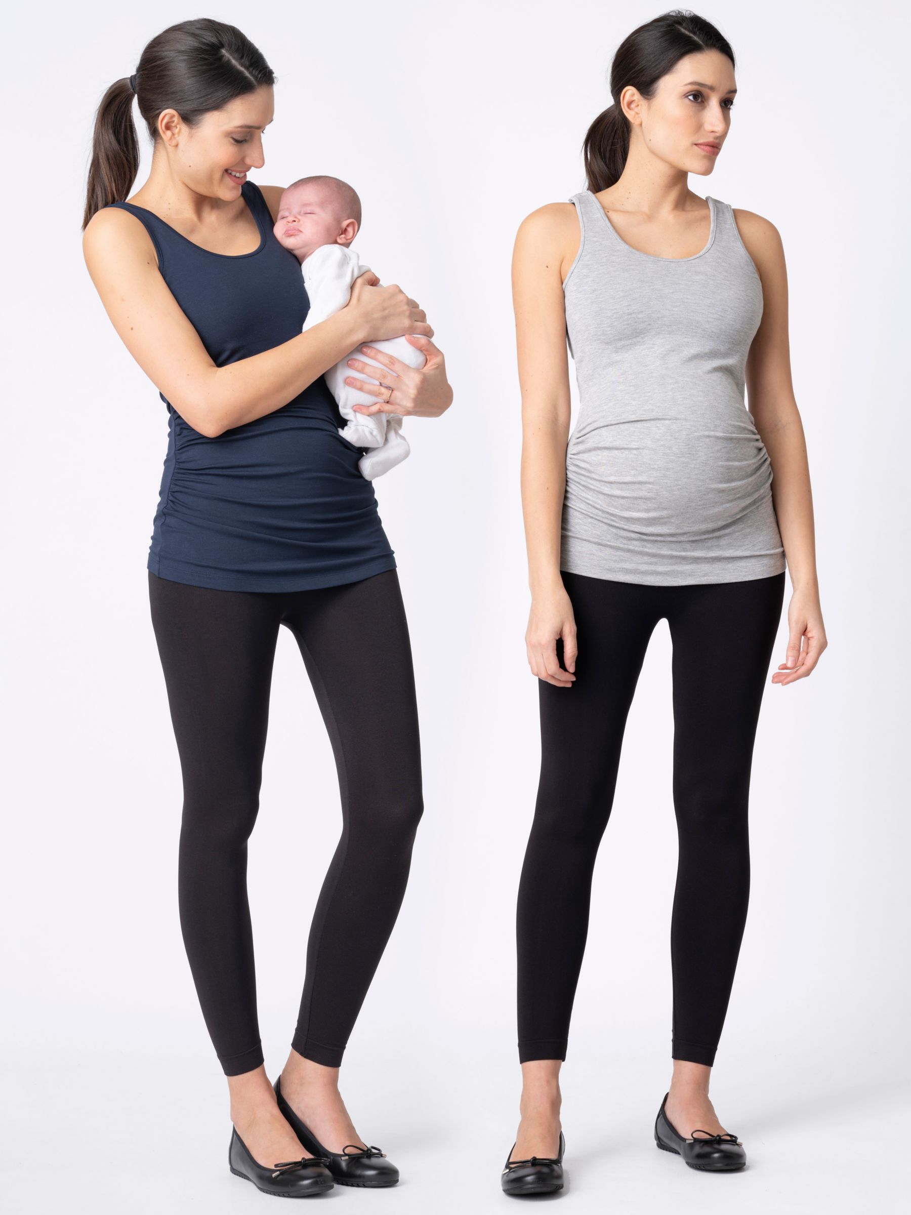 Seraphine Women's Maternity Leggings – Twin Pack (Black/Grey