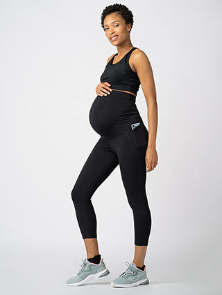 Seraphine Katana 3/4 Length Maternity Gym & Activewear Leggings, Black