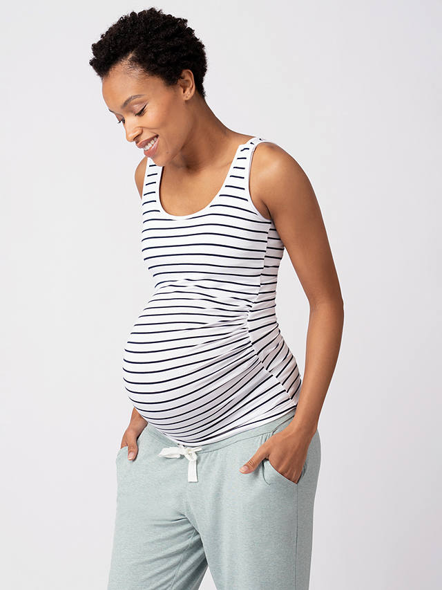 Seraphine Aniza Plain Maternity & Nursing Vest Top, Pack of 2, Stripe/Multi