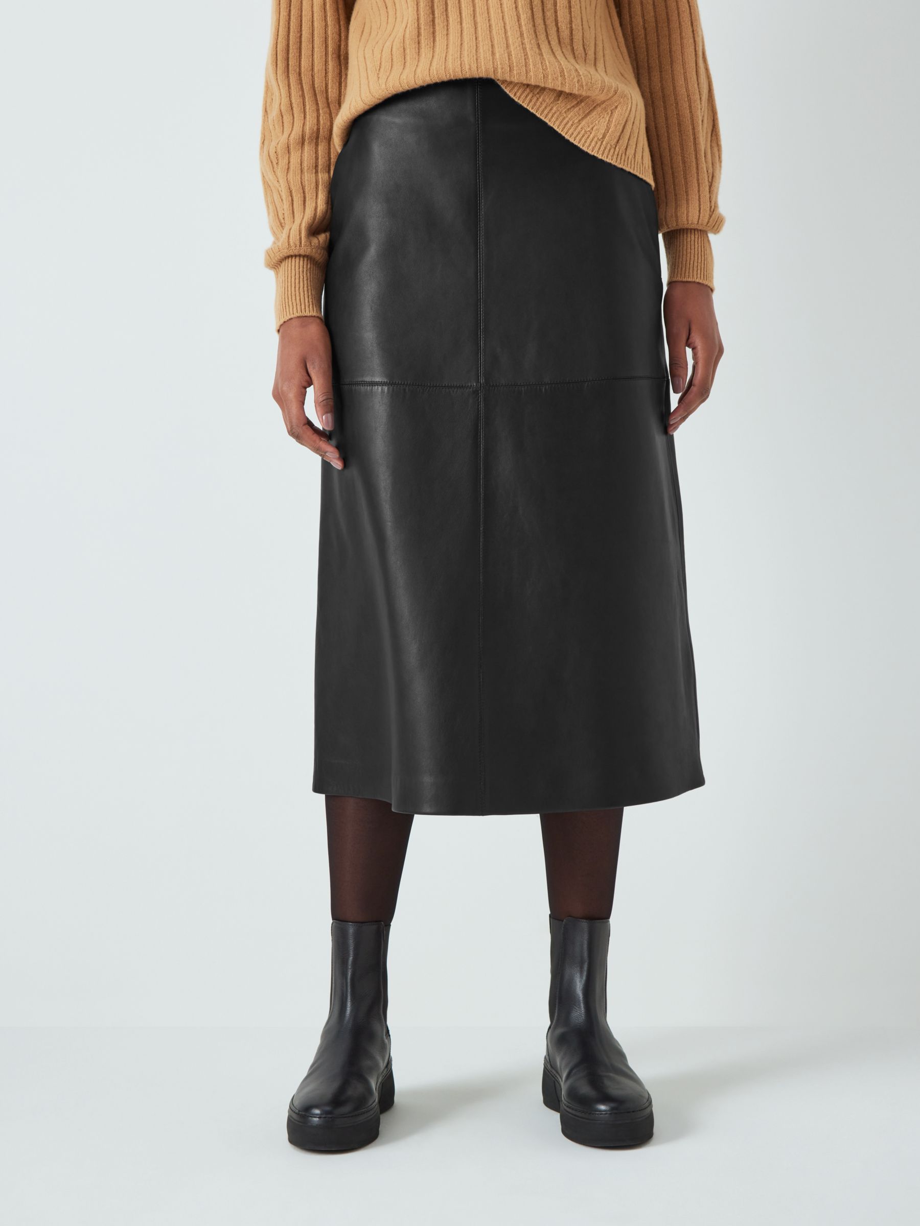 John Lewis Leather Midi Skirt