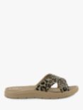 totes SOLBOUNCE Cross Strap Slider Sandals, Natural Leopard