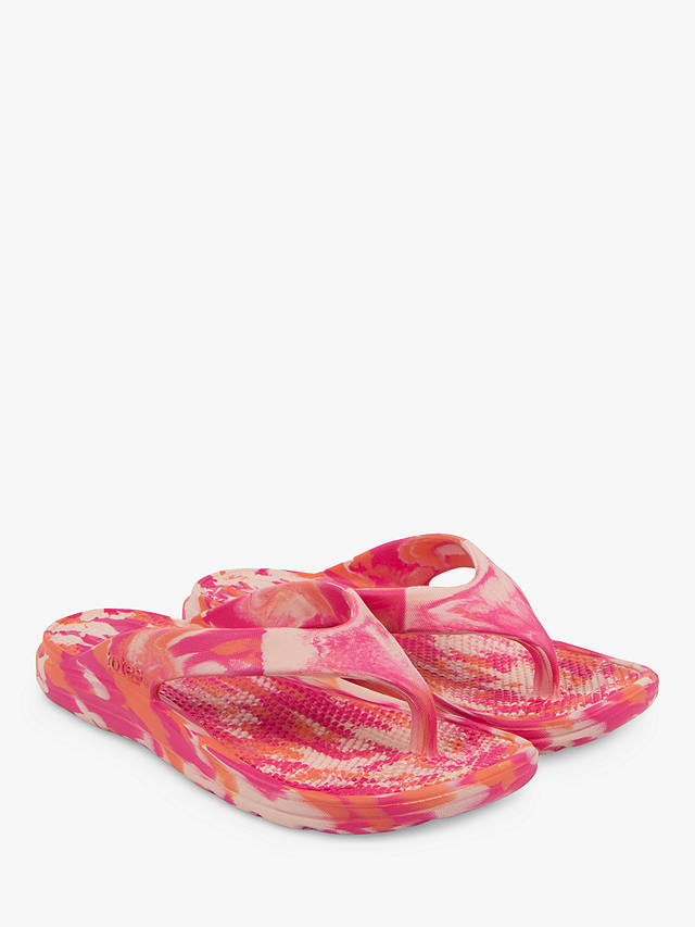 totes SOLBOUNCE Toe Post Sandals, Pink Tie Dye