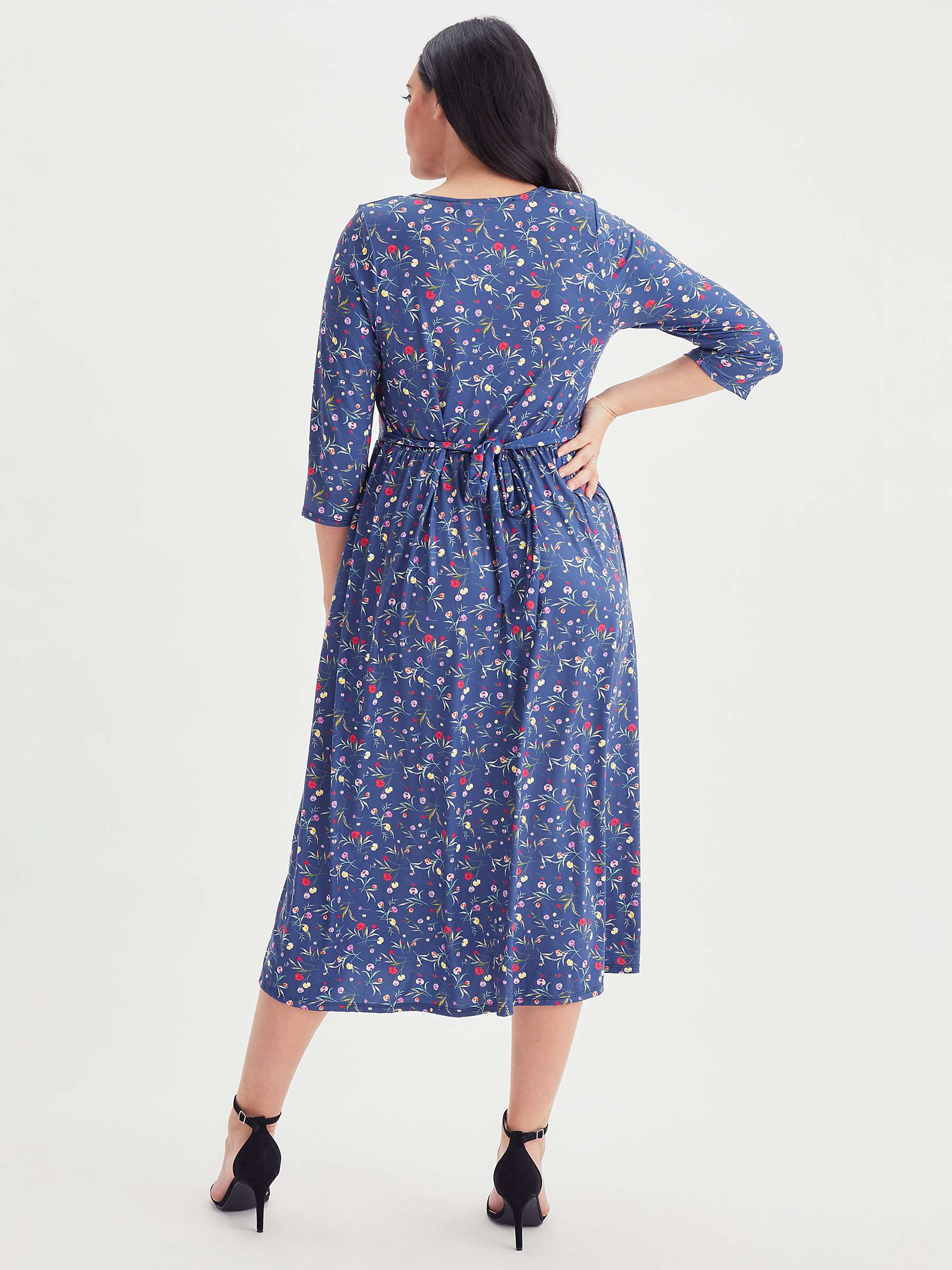 Buy Scarlett & Jo Floral Print Wrap Neck Midi Dress, Blue/Multi Online at johnlewis.com
