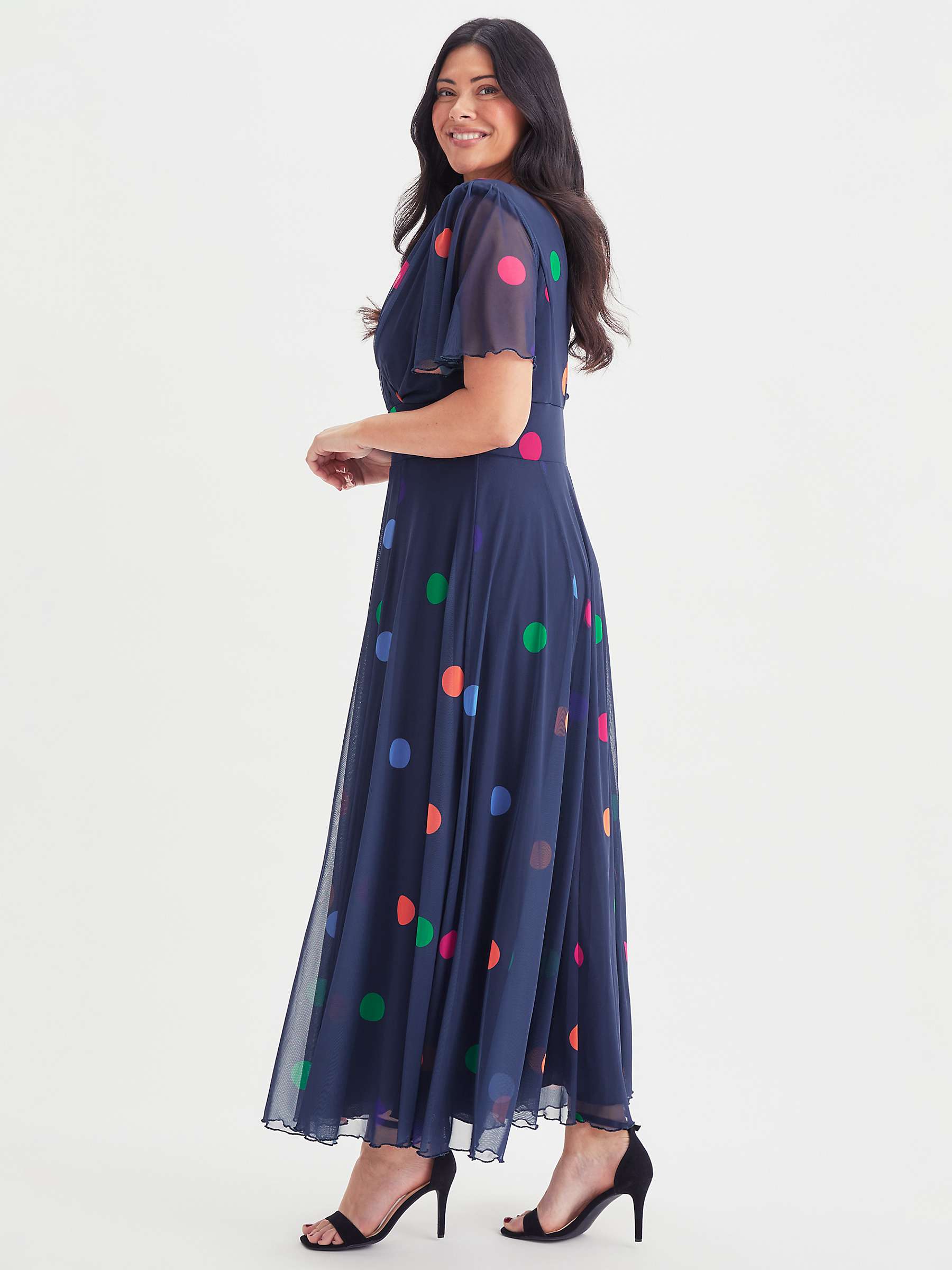 Buy Scarlett & Jo Isabelle Polka Dot Float Sleeve Maxi Dress, Navy Online at johnlewis.com